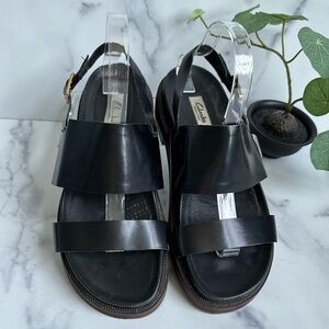 Clarks Zena Mae Sandals Black Leather Upper Size US 8.5M